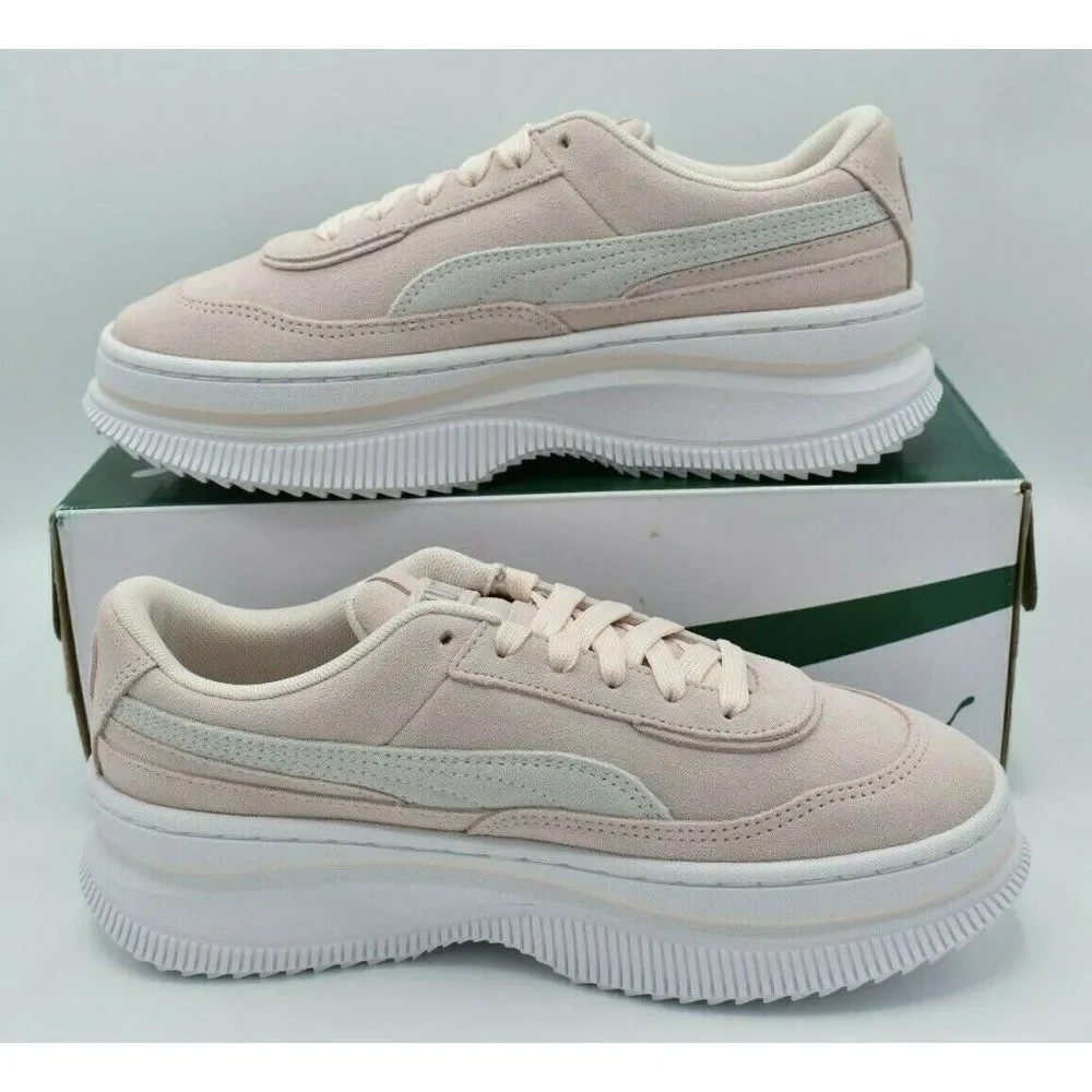Puma Womens Size 9.5 Deva Suede Pink White Casual Platform Sneakers Shoes‎